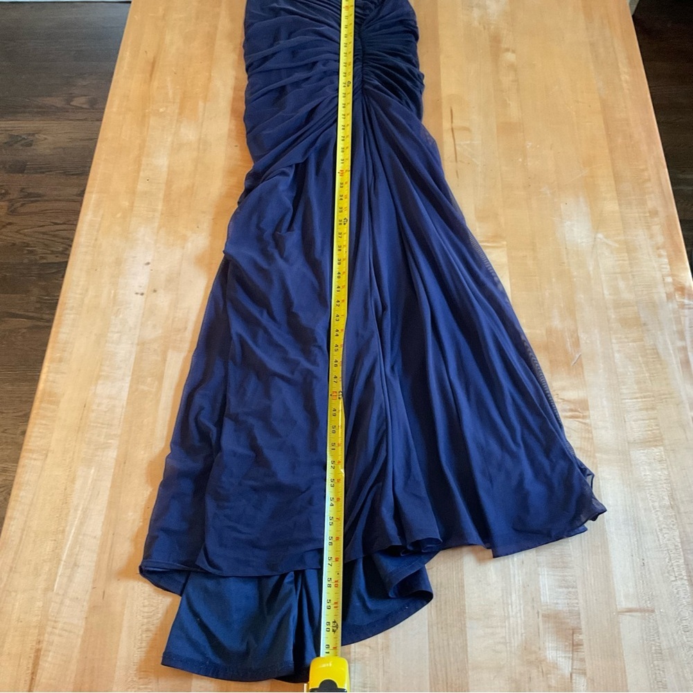 Tadashi Shoji Midnight Navy Sculpted Gown XS Ruched Mermaid Formal Dress - Picture 13 of 16
